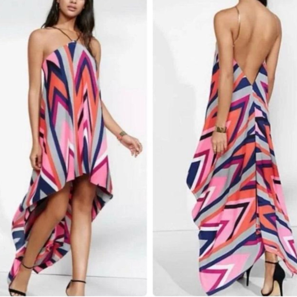 EXPRESS Multicolor Chevron Maxi Dress